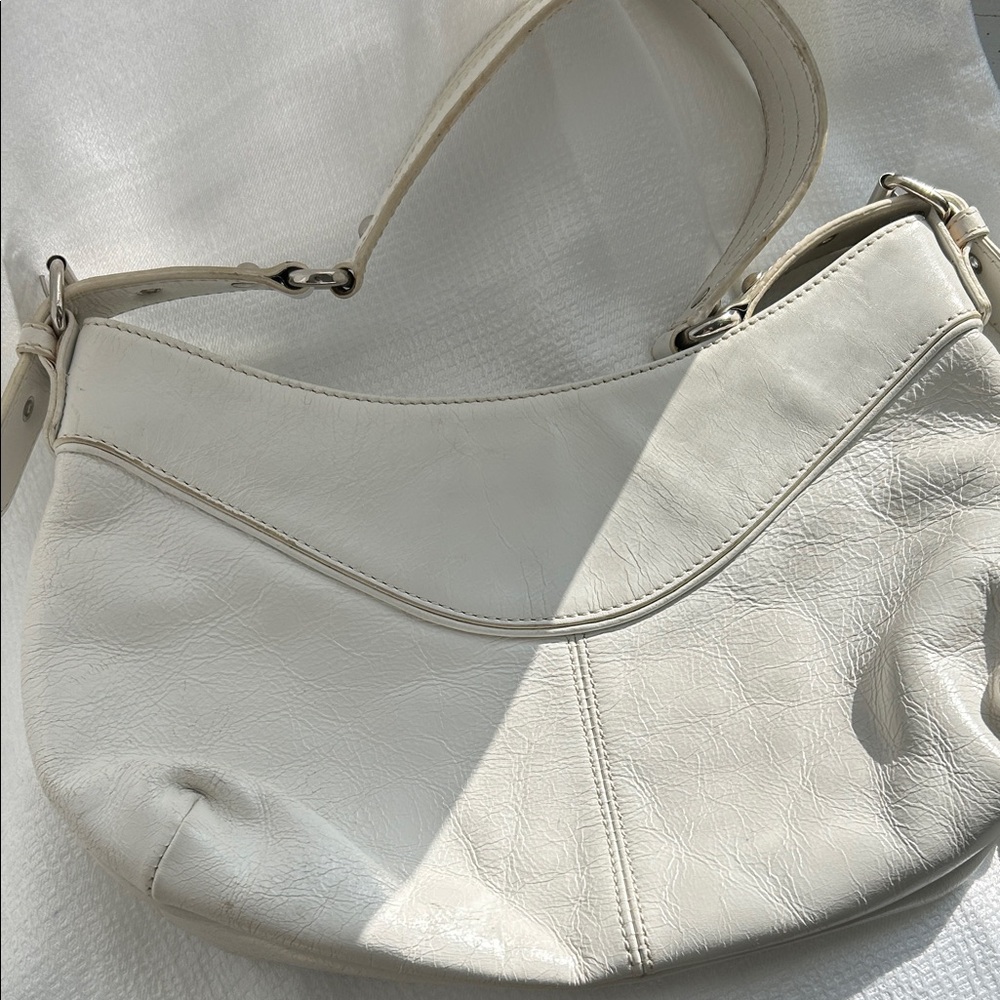 Nordstrom Vintage White Pebbled Leather Hobo Bag